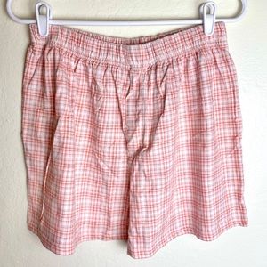 Pink and White Plaid Cotton Shorts